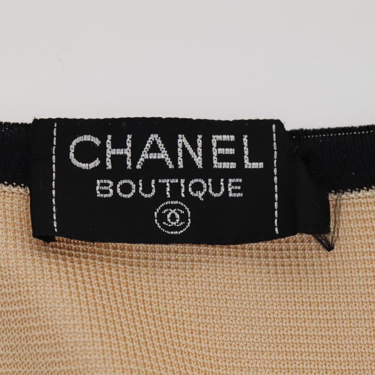 CHANEL Cardigan & Dress Set Wool Beige Black CC FF1462