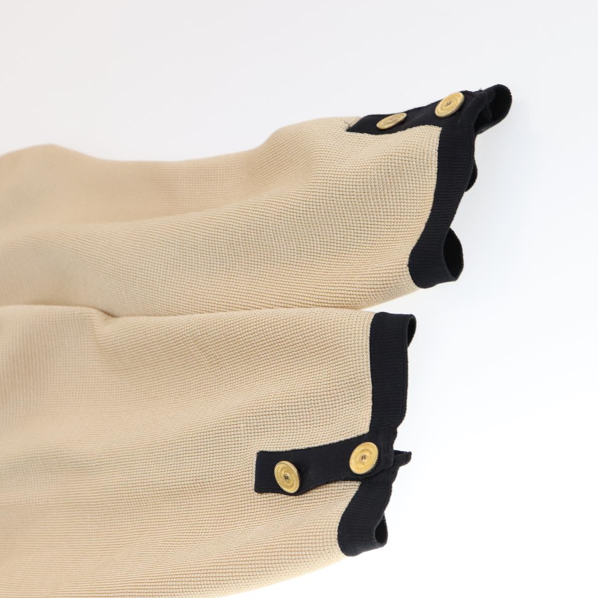 CHANEL Cardigan & Dress Set Wool Beige Black CC FF1462