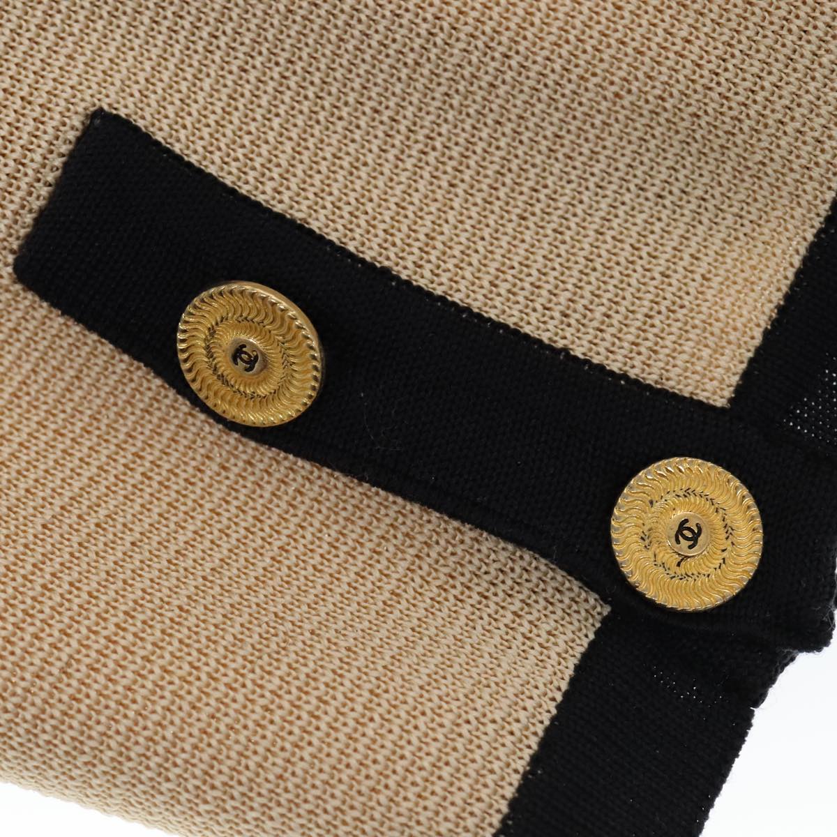 CHANEL Cardigan & Dress Set Wool Beige Black CC FF1462