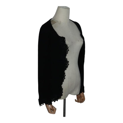 CHANEL Cardigan Wool 38 Black CC FF1500