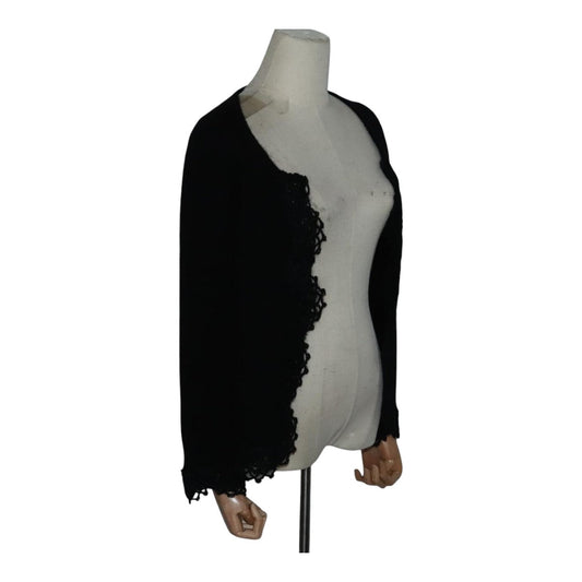 CHANEL Cardigan Wool 38 Black CC FF1500