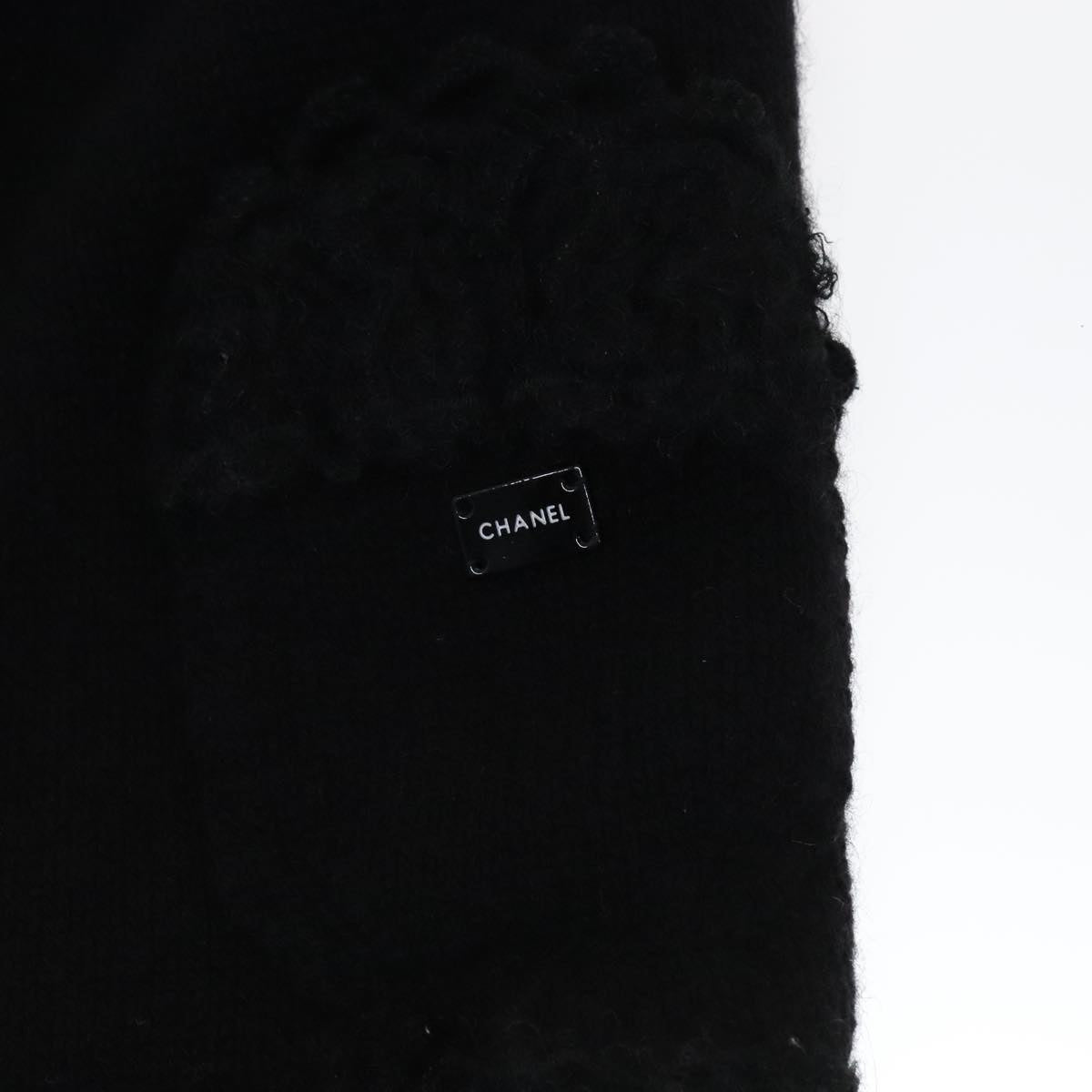 CHANEL Cardigan Wool 38 Black CC FF1500