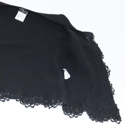 CHANEL Cardigan Wool 38 Black CC FF1500