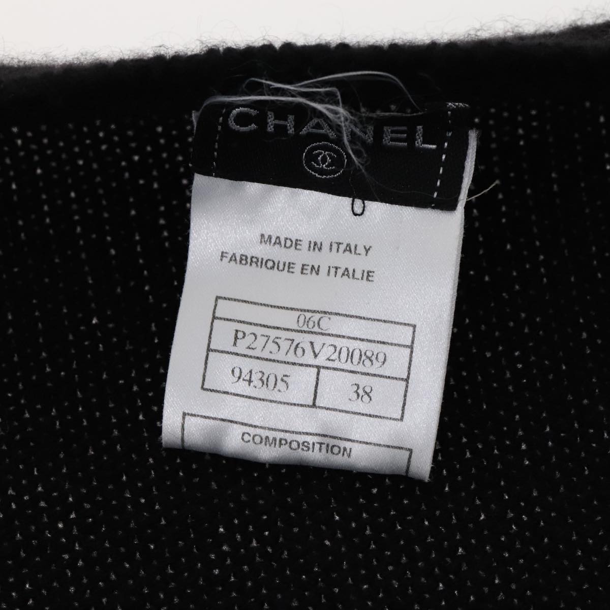 CHANEL Cardigan Wool 38 Black CC FF1500
