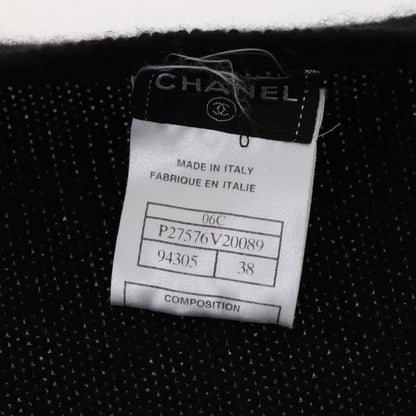 CHANEL Cardigan Wool 38 Black CC FF1500