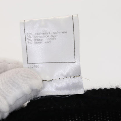 CHANEL Cardigan Wool 38 Black CC FF1500