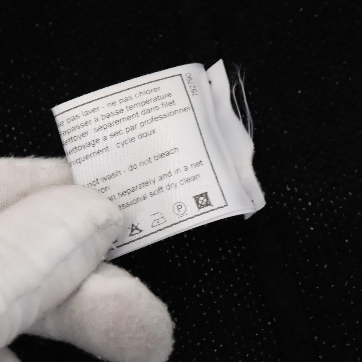 CHANEL Cardigan Wool 38 Black CC FF1500