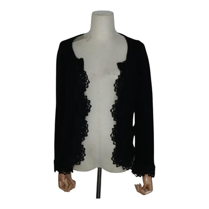 CHANEL Cardigan Wool 38 Black CC FF1500