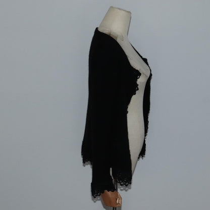 CHANEL Cardigan Wool 38 Black CC FF1500