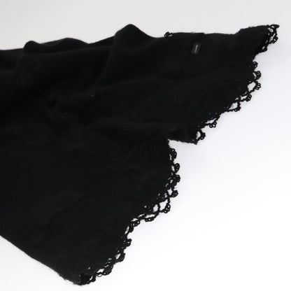 CHANEL Cardigan Wool 38 Black CC FF1500