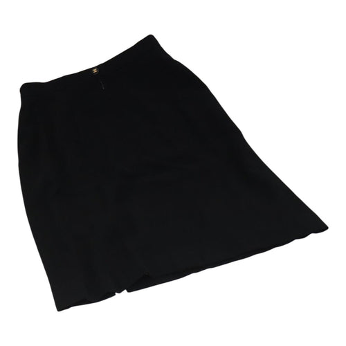 CHANEL Skirt Wool Black CC FF1637