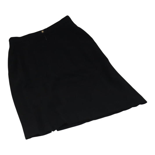 CHANEL Skirt Wool Black CC FF1637