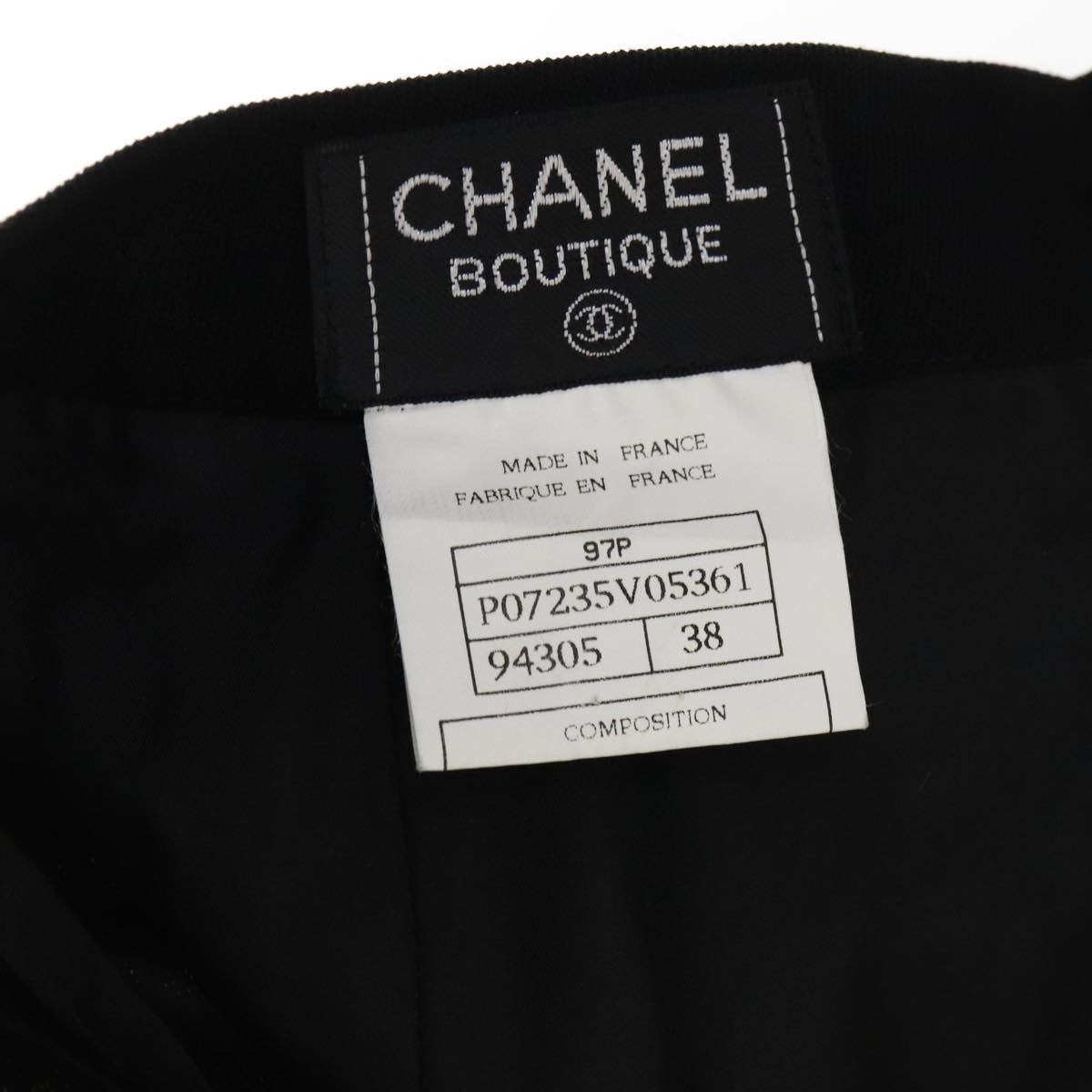 CHANEL Skirt Wool Black CC FF1637