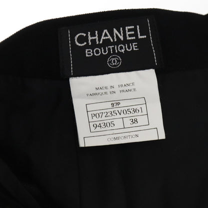 CHANEL Skirt Wool Black CC FF1637