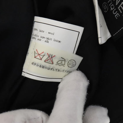 CHANEL Skirt Wool Black CC FF1637