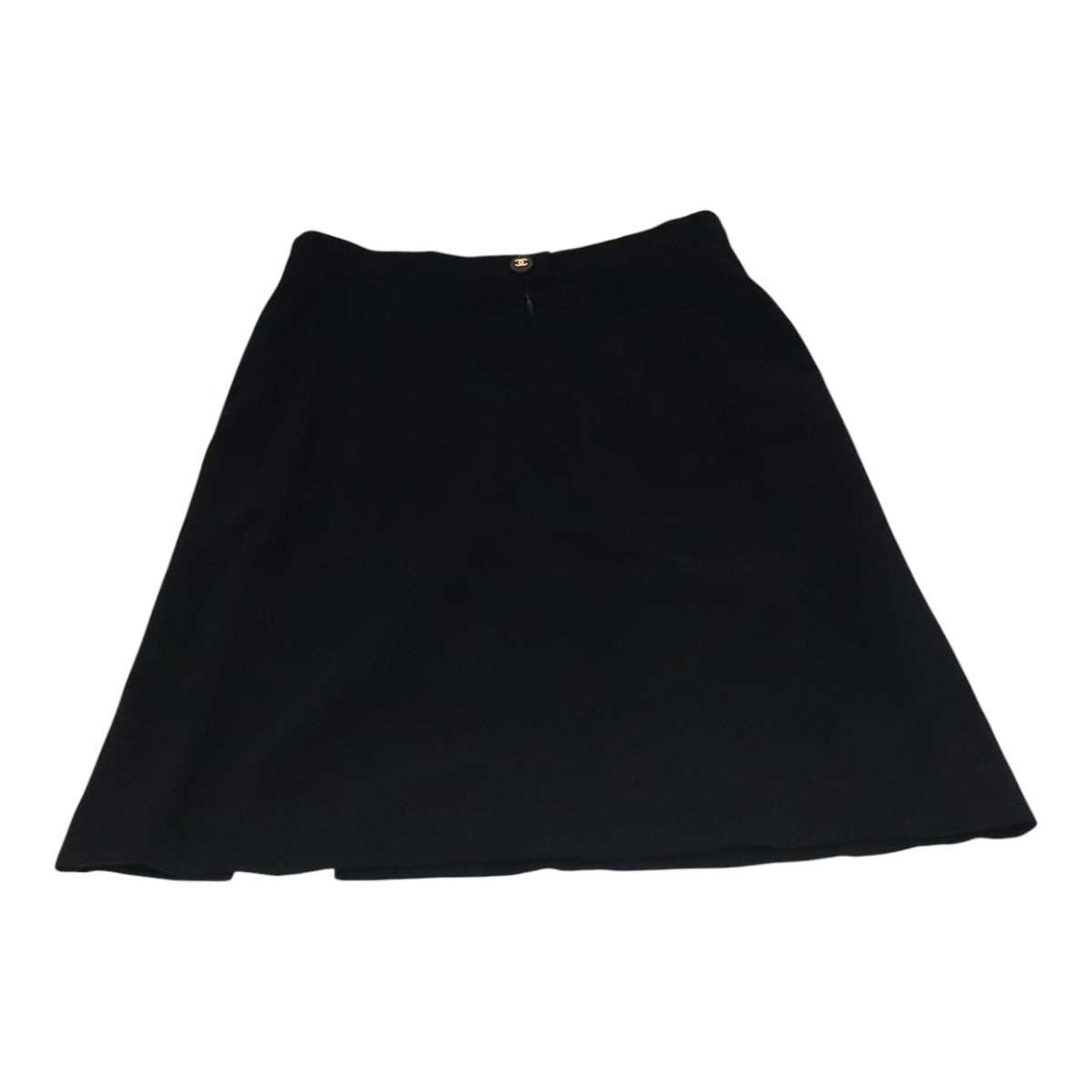 CHANEL Skirt Wool Black CC FF1637