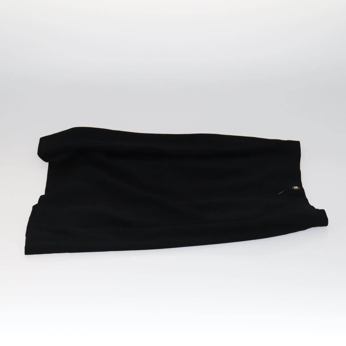 CHANEL Skirt Wool Black CC FF1637