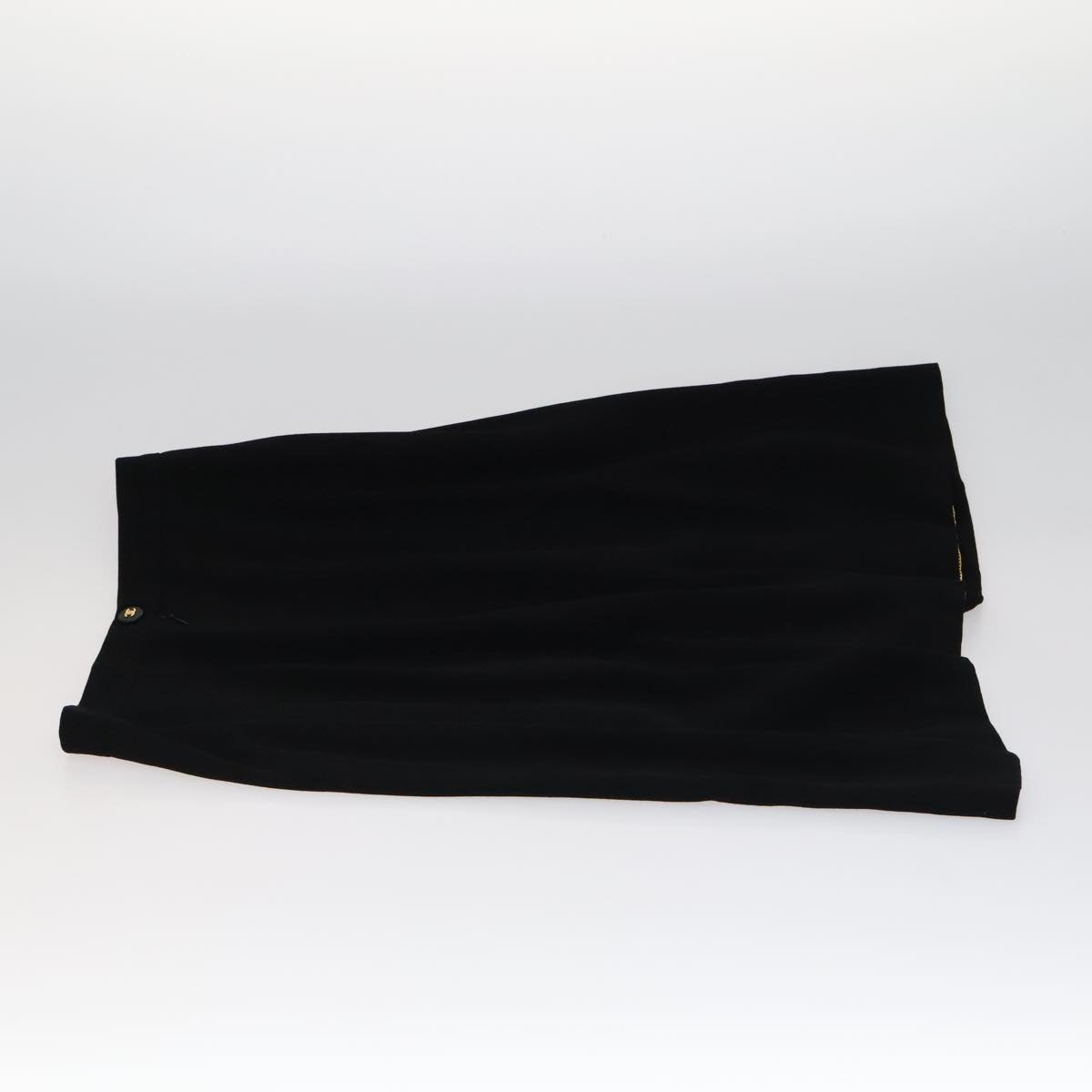 CHANEL Skirt Wool Black CC FF1637