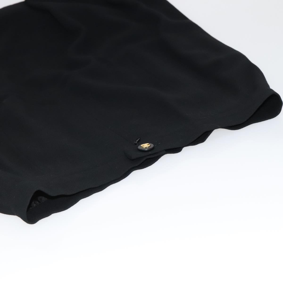 CHANEL Skirt Wool Black CC FF1637