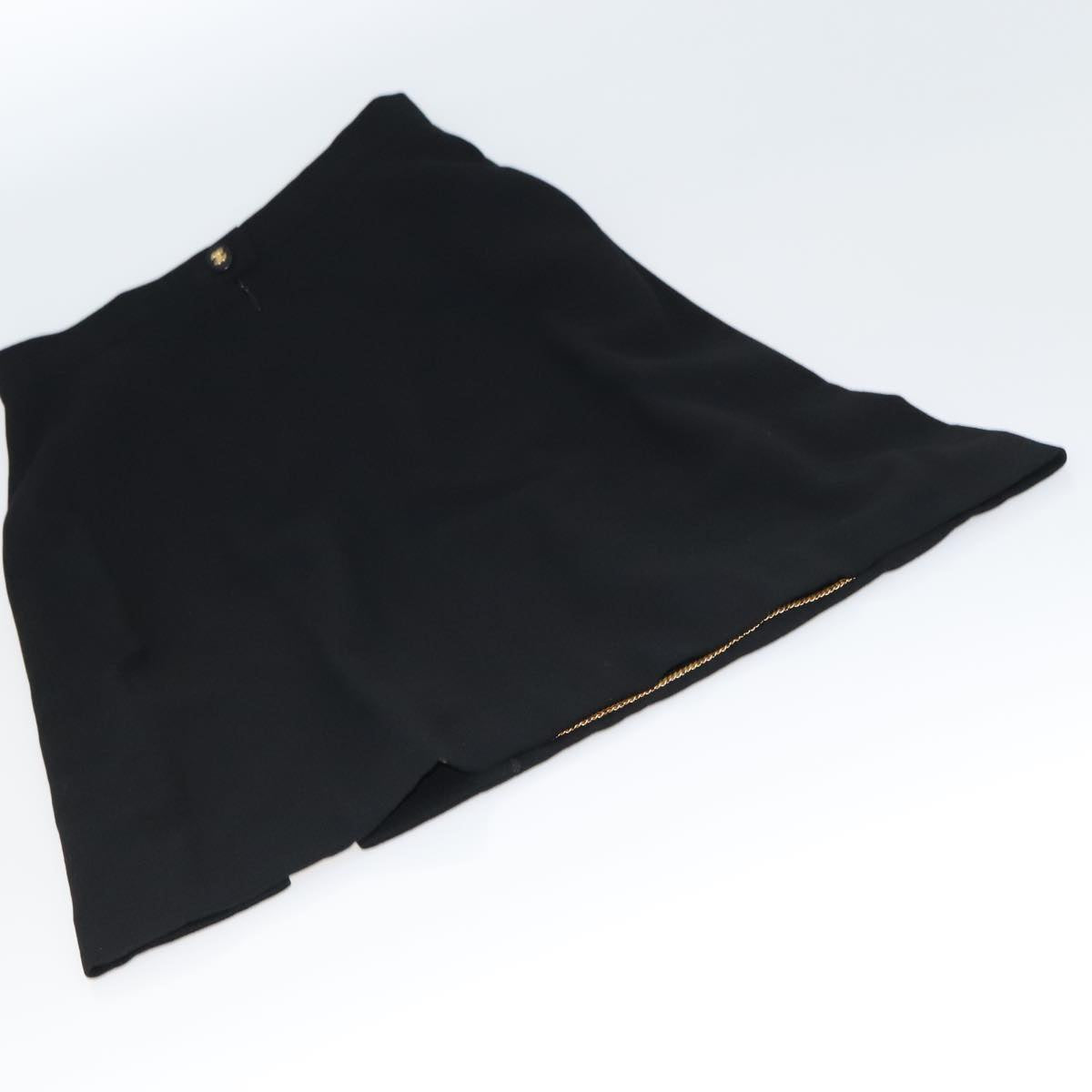 CHANEL Skirt Wool Black CC FF1637