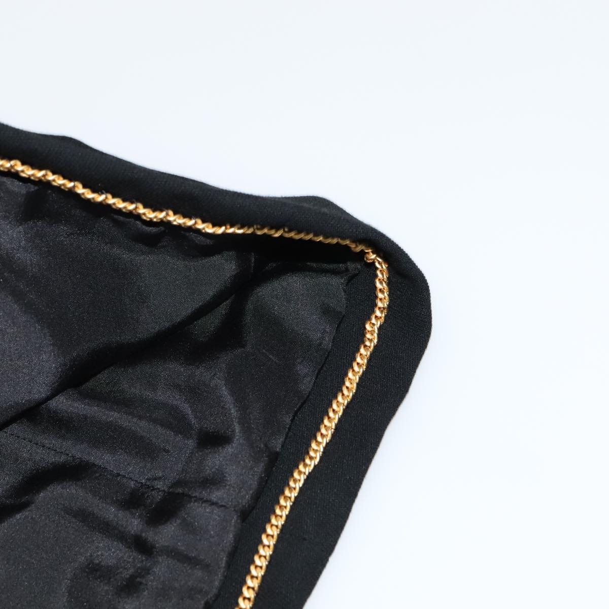 CHANEL Skirt Wool Black CC FF1637