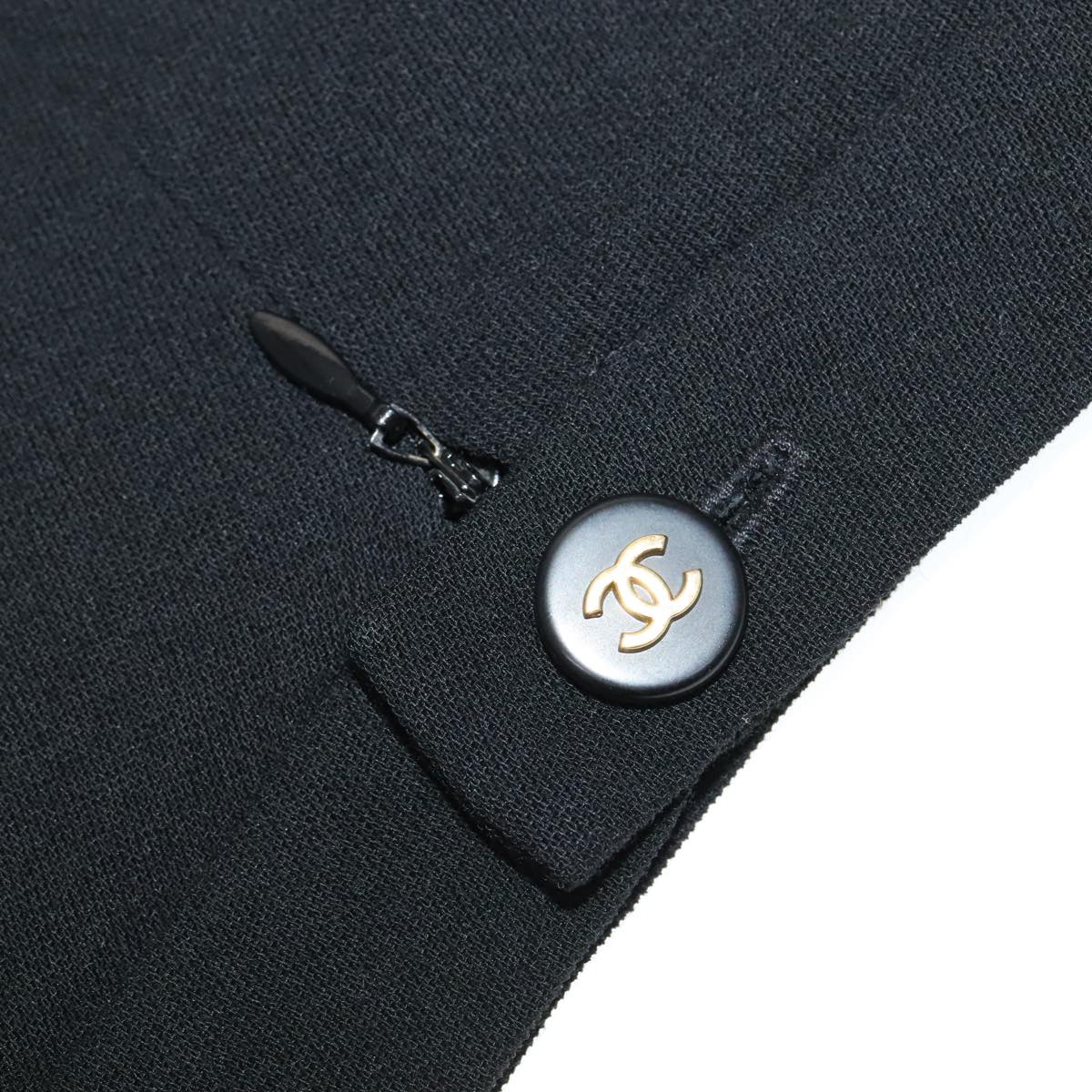 CHANEL Skirt Wool Black CC FF1637