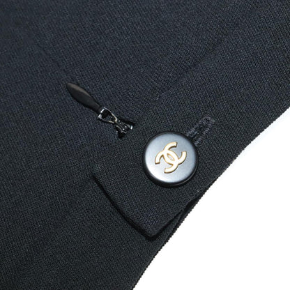 CHANEL Skirt Wool Black CC FF1637
