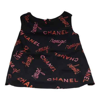 CHANEL Tank Top Silk Black CC FF1644
