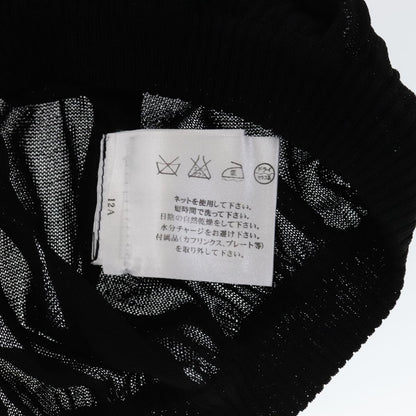 CHANEL Mesh Knit Top Nylon 42 Black CC FF1931