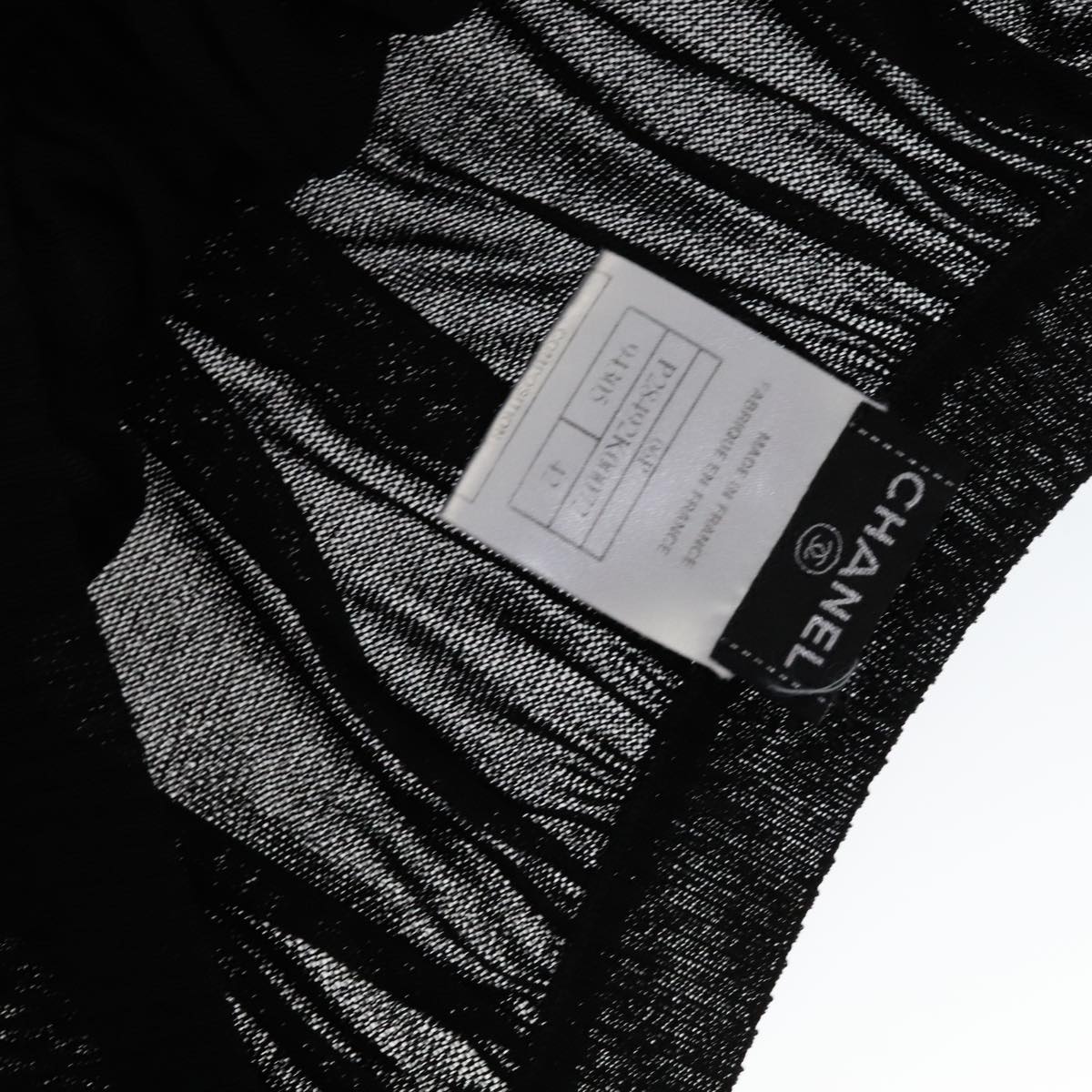CHANEL Mesh Knit Top Nylon 42 Black CC FF1931