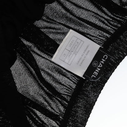 CHANEL Mesh Knit Top Nylon 42 Black CC FF1931