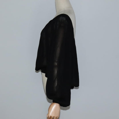 CHANEL Mesh Knit Top Nylon 42 Black CC FF1931