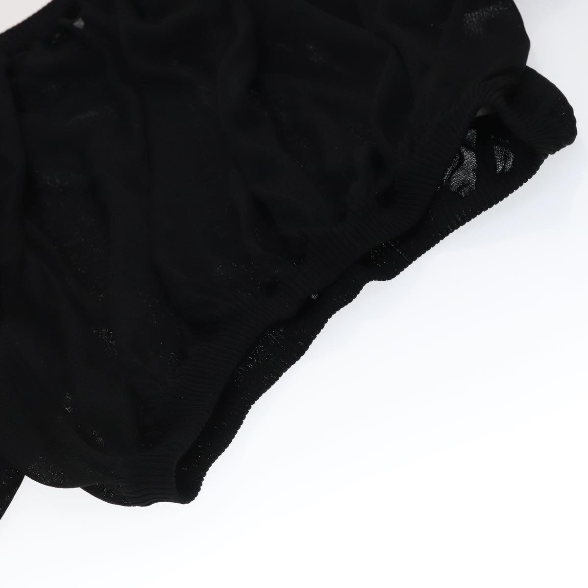 CHANEL Mesh Knit Top Nylon 42 Black CC FF1931