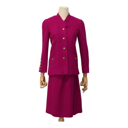 CHANEL Setup Skirt Jacket Wool Purple D-TK-9064 CC FF2565