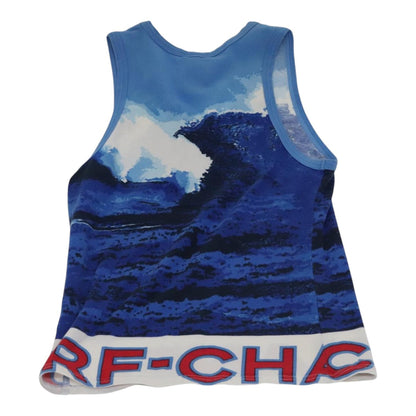 CHANEL Surfline Tank Top Cotton Blue CC FF2625