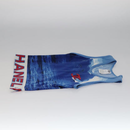 CHANEL Surfline Tank Top Cotton Blue CC FF2625