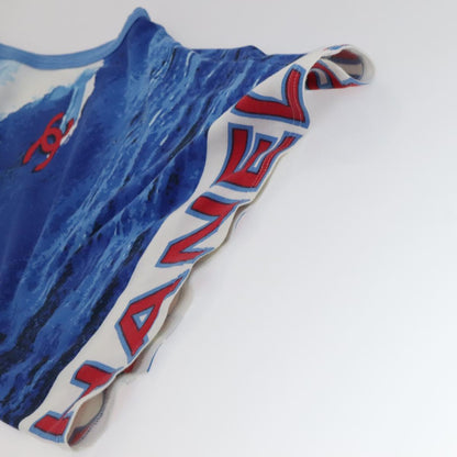 CHANEL Surfline Tank Top Cotton Blue CC FF2625