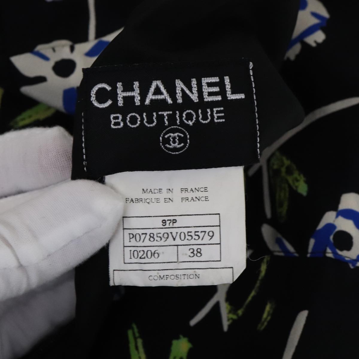 CHANEL One Piece Silk Black CC FF2883