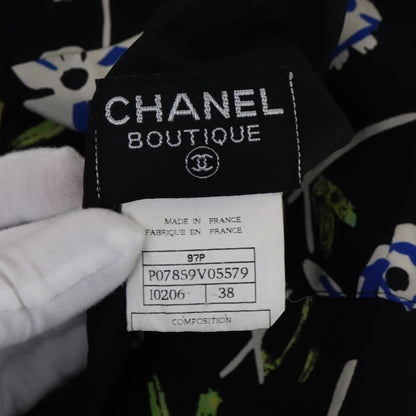 CHANEL One Piece Silk Black CC FF2883