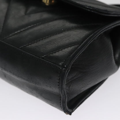 CHANEL Shoulder Bag Lamb Skin Black Gold CC FF3402