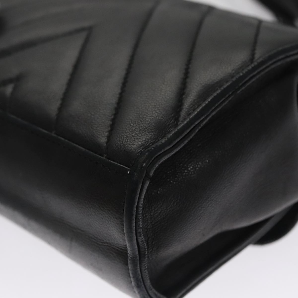 CHANEL Shoulder Bag Lamb Skin Black Gold CC FF3402