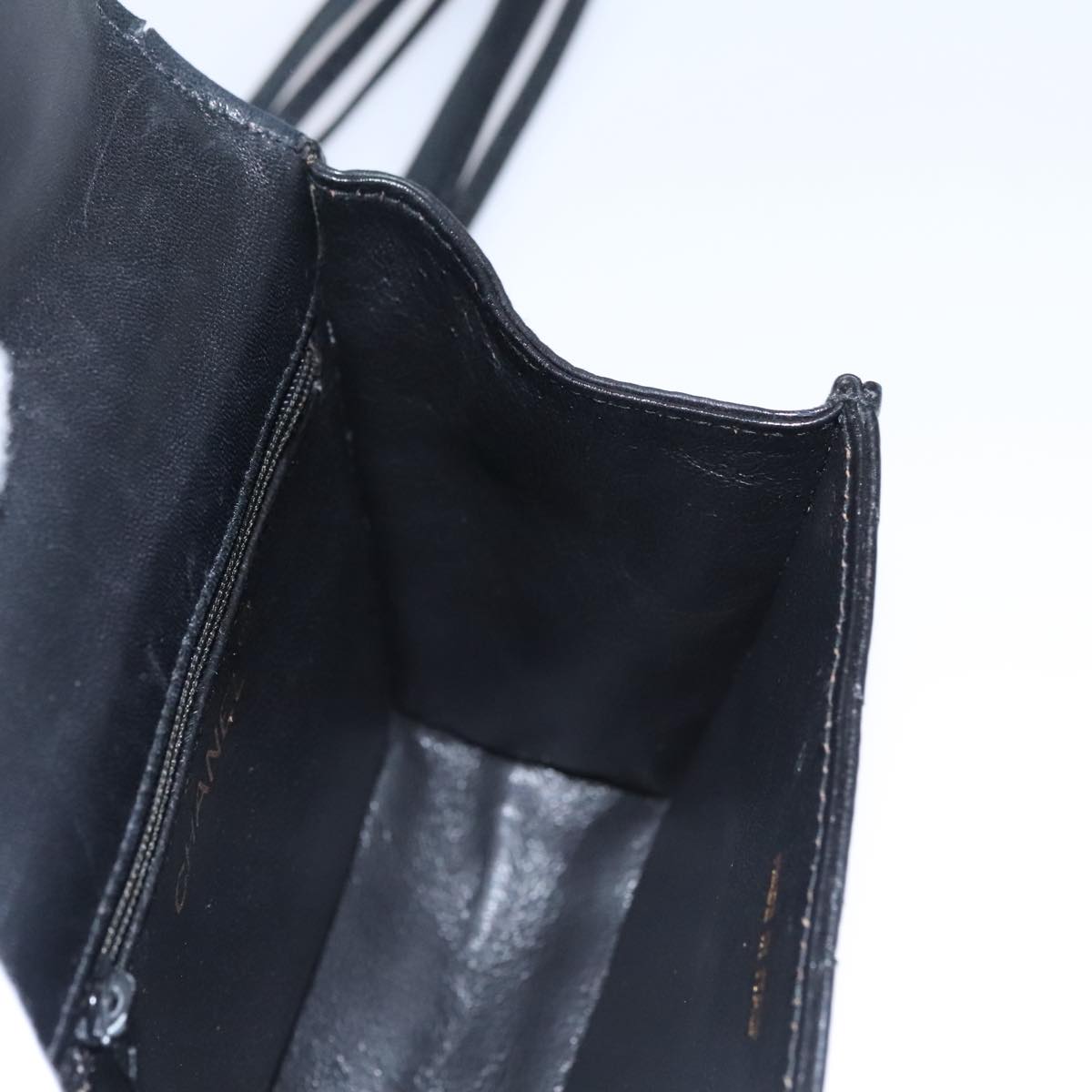 CHANEL Shoulder Bag Lamb Skin Black Gold CC FF3402