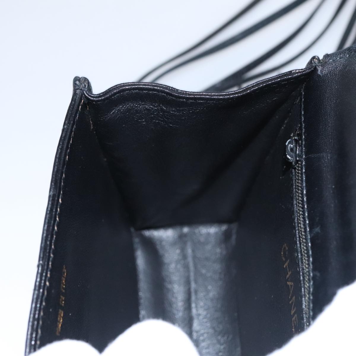 CHANEL Shoulder Bag Lamb Skin Black Gold CC FF3402