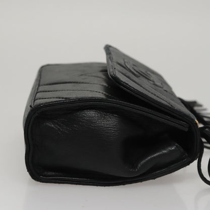 CHANEL Shoulder Bag Lamb Skin Black Gold CC FF3402