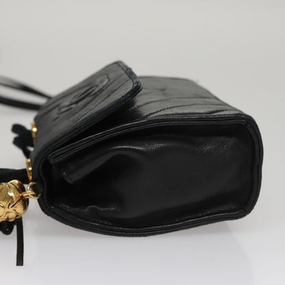CHANEL Shoulder Bag Lamb Skin Black Gold CC FF3402