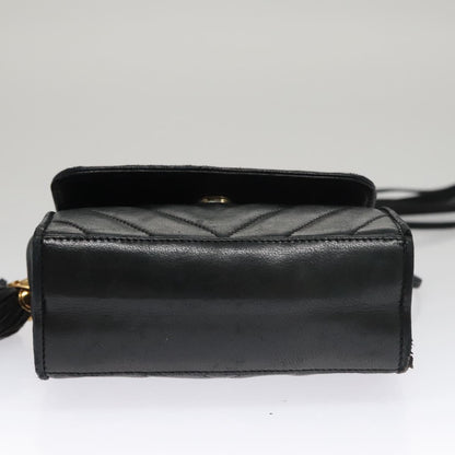 CHANEL Shoulder Bag Lamb Skin Black Gold CC FF3402