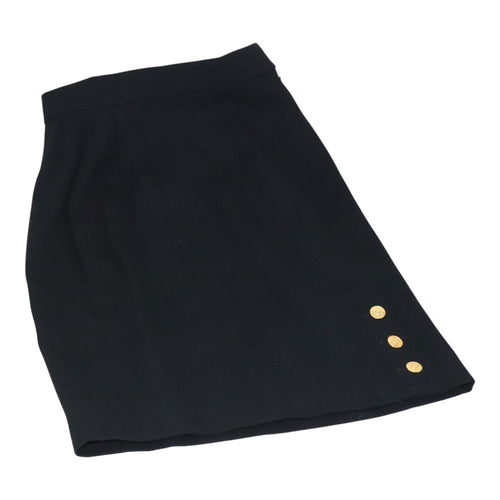 CHANEL Skirt Wool Black CC FF3749