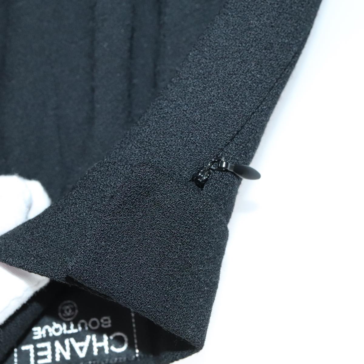 CHANEL Skirt Wool Black CC FF3749