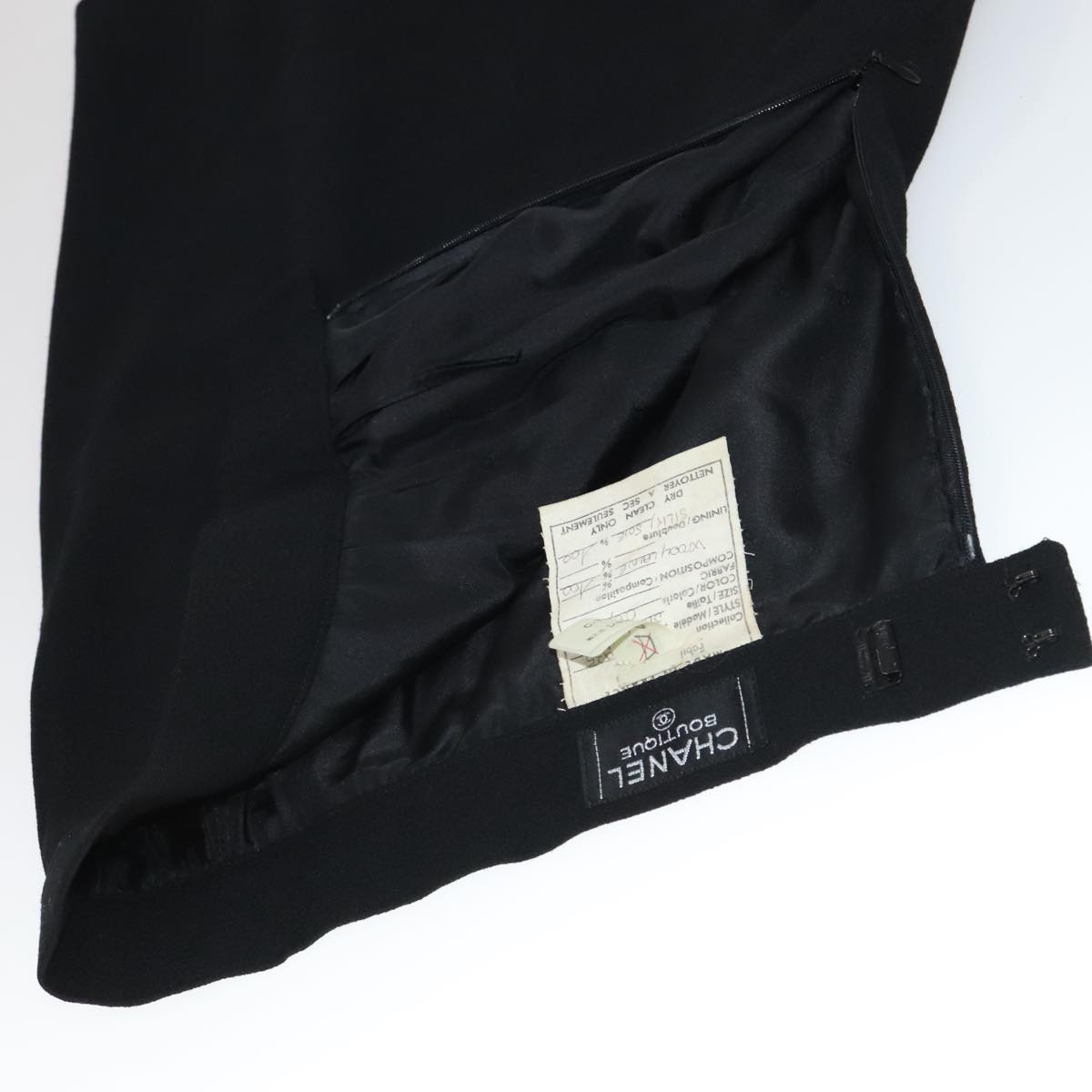 CHANEL Skirt Wool Black CC FF3749