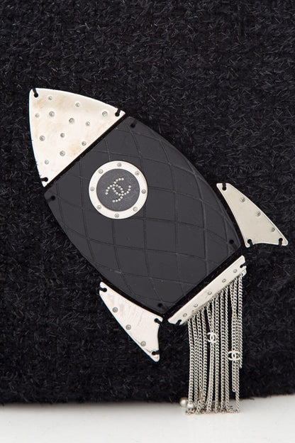 Chanel Black Tweed Rocket Shopper Handbag